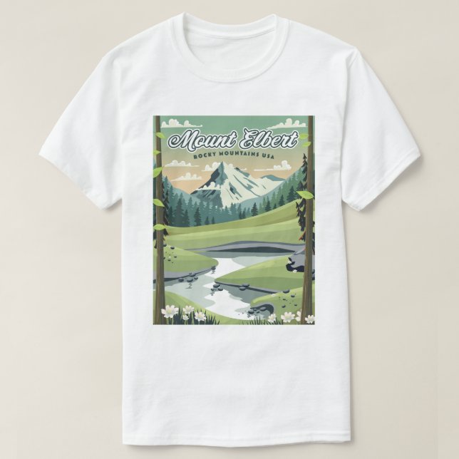 Camiseta Poster de viagens Monte Elbert Rocky Mountain (Frente do Design)