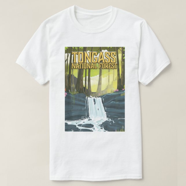 Camiseta Poster de viagens Nacional da Floresta de Tongass (Frente do Design)