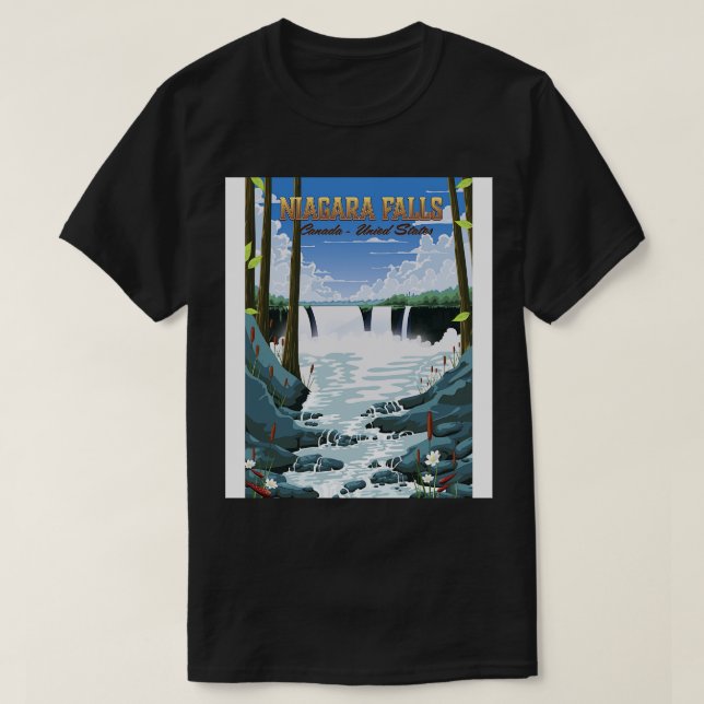 Camiseta Poster de viagens Niagara Falls (Frente do Design)