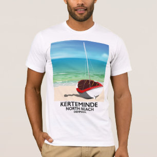 Camiseta Poster de viagens norte de Dinamarca da praia de