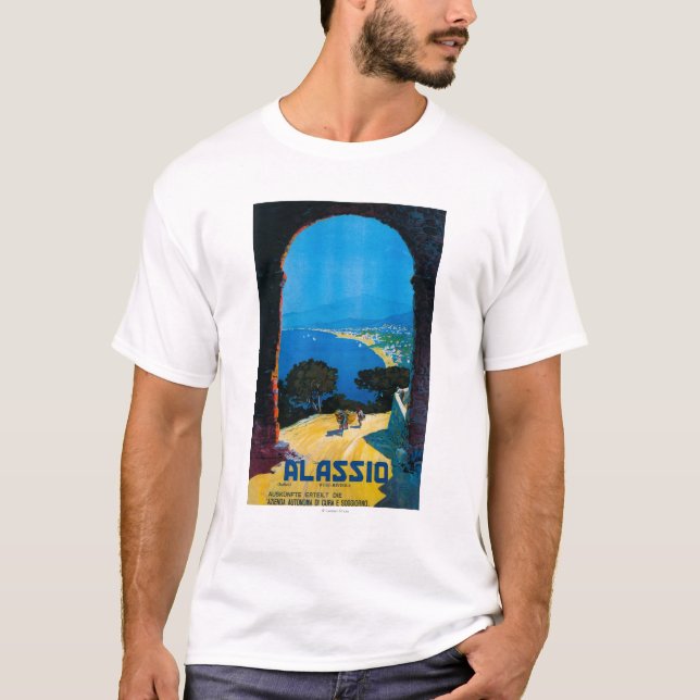 Camiseta Poster de viagens ocidental de Riviera do italiano (Frente)