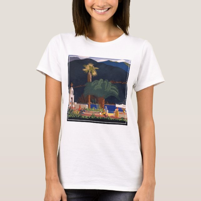 Camiseta Poster de viagens - Papais noeis Ilha Catalina, Ca (Frente)