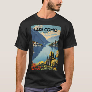 Camiseta Poster de viagens Retro Lago Di Como Italia