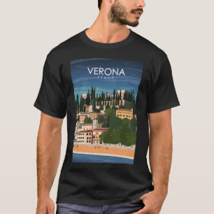 Camiseta Poster de viagens Retroativo Mínimo Verona Itália