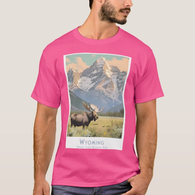 Camiseta Poster de viagens Retroativo Wyoming - Grand T Min (Frente)