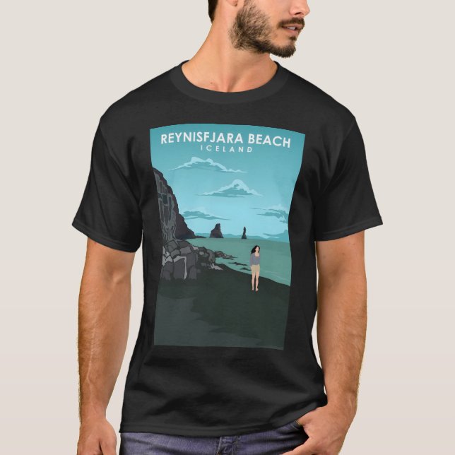 Camiseta Poster de viagens Reynisfjara Black Sand Beach (Frente)