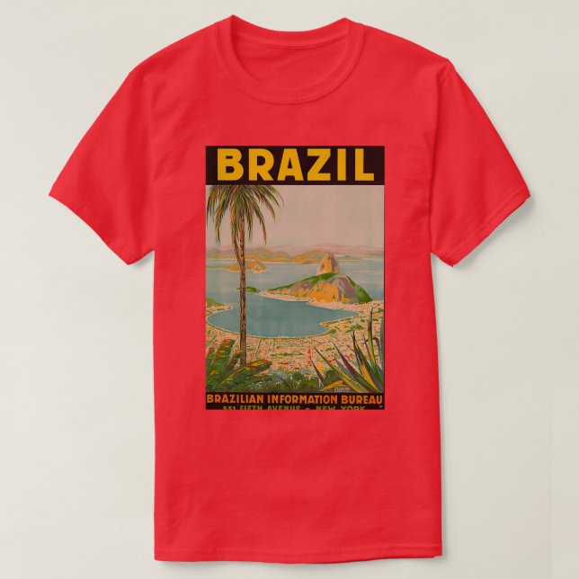 Camiseta Poster de viagens vintage do Brasil (Frente do Design)
