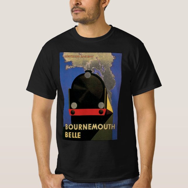 Camiseta Poster de viagens vintage, trem Bournemouth Belle (Frente)
