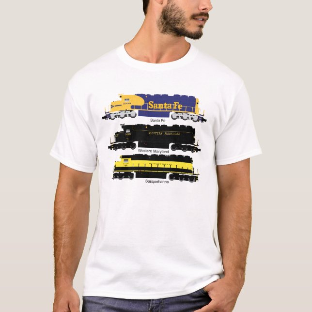 Camiseta Poster diesel da locomotiva SD40 elétrica (Frente)
