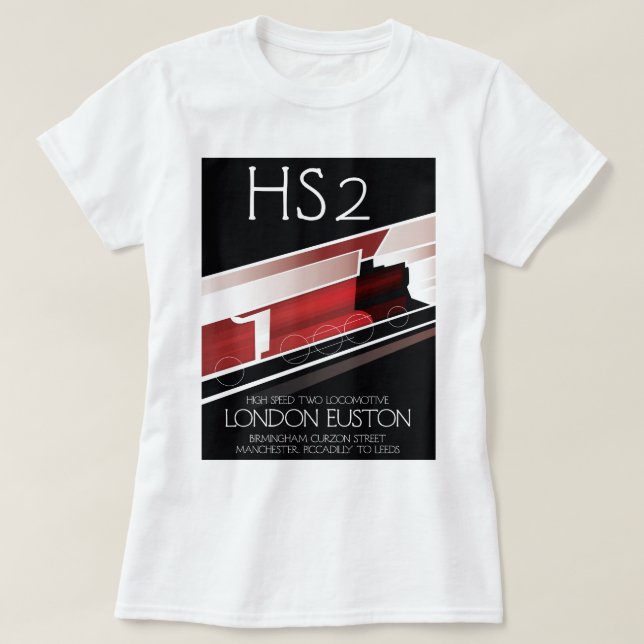 Camiseta POSTER do comboio de colheita HS2, (Frente do Design)