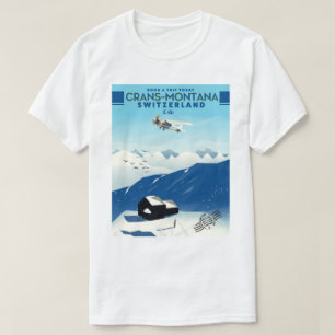 Camiseta poster do esqui da suiça de crans-montana