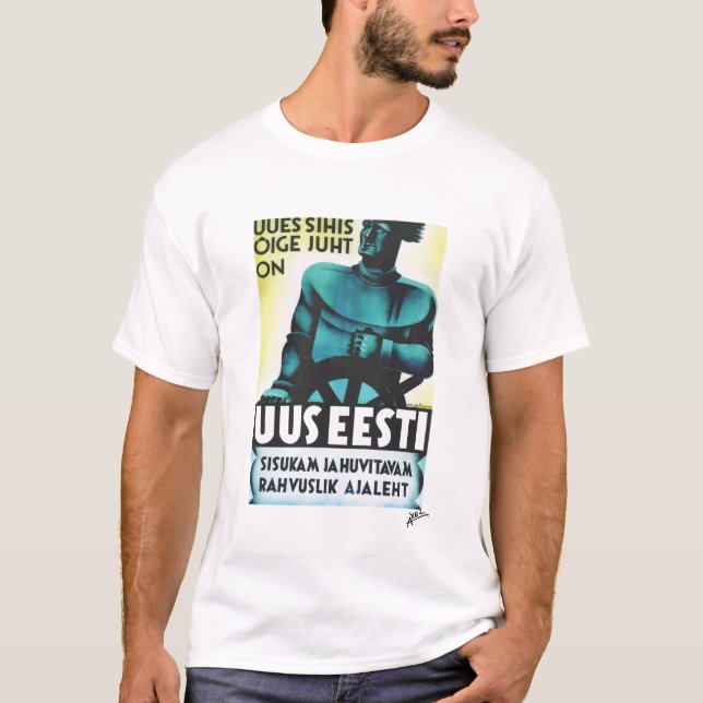 Camiseta Poster do jornal de Uus Eesti "Estónia nova" - (Frente)
