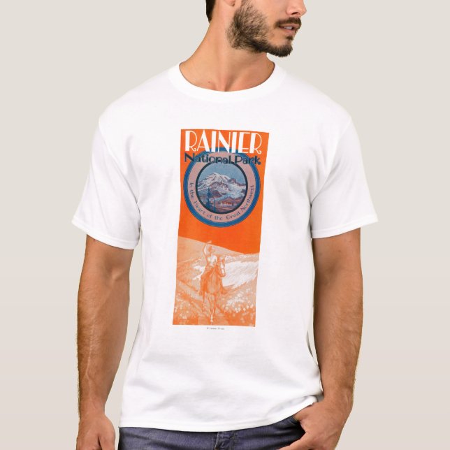 Camiseta Poster do Monte Rainier - equitação (Frente)