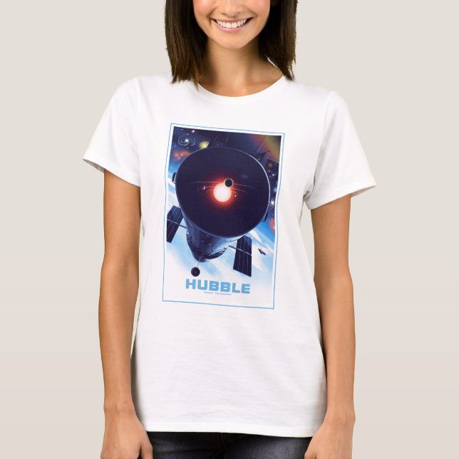 Camiseta Poster do telescópio espacial Hubble. (Frente)