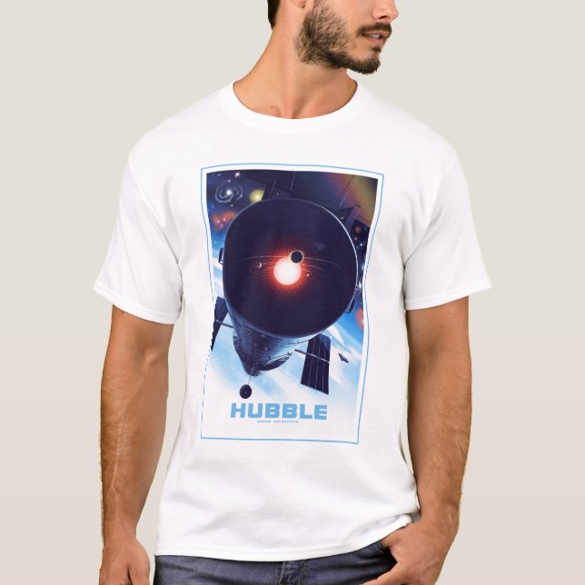 Camiseta Poster do telescópio espacial Hubble. (Frente)