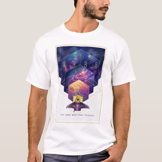 Camiseta Poster do Telescópio Espacial James Webb. (Frente)