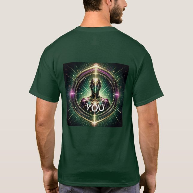 Camiseta Poster Geométrico Iluminado do Homem ''você'' (Verso)