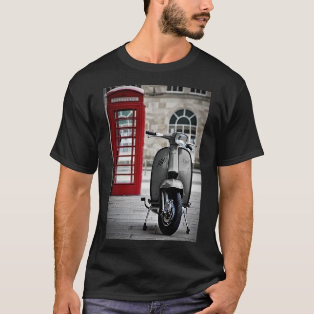 Camiseta Poster Patinete Lambretta GP da Cinza italiana (Frente)