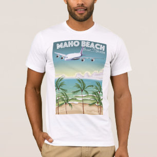 Camiseta Poster plano de St Martin da praia de Maho