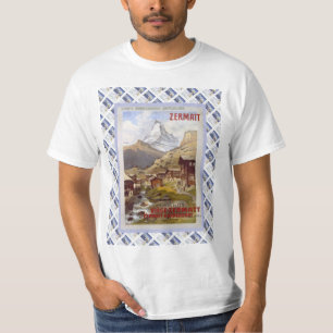 Camiseta Poster Railway suíço Zermatt do vintage,