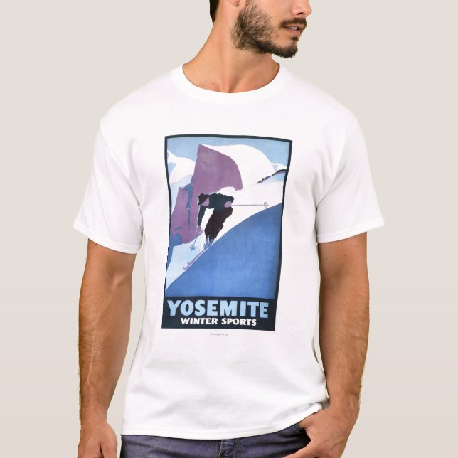 Camiseta Poster relativo à promoção de esqui dos esportes (Frente)