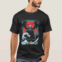 Pôster Vintage Japonês Cthulhu Grande Onda de Kana