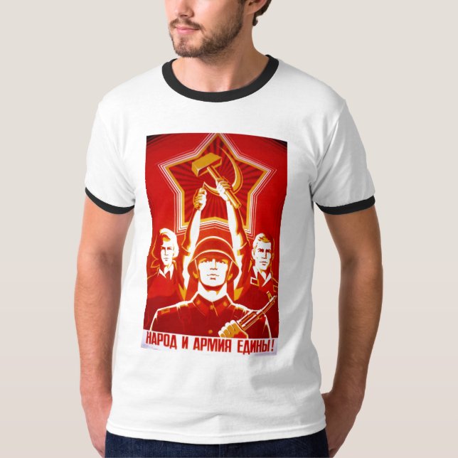 Camiseta Posters da propaganda de União Soviética da guerra (Frente)
