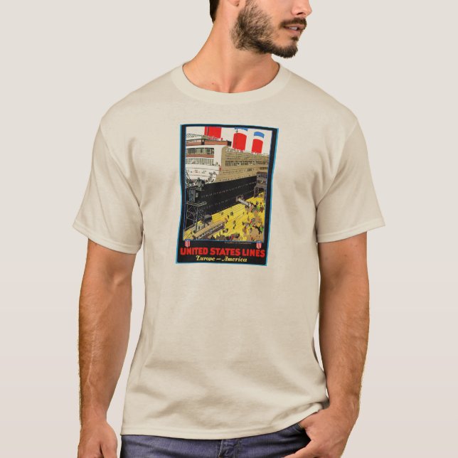 Camiseta Posters das viagens vintage: Linhas dos Estados (Frente)
