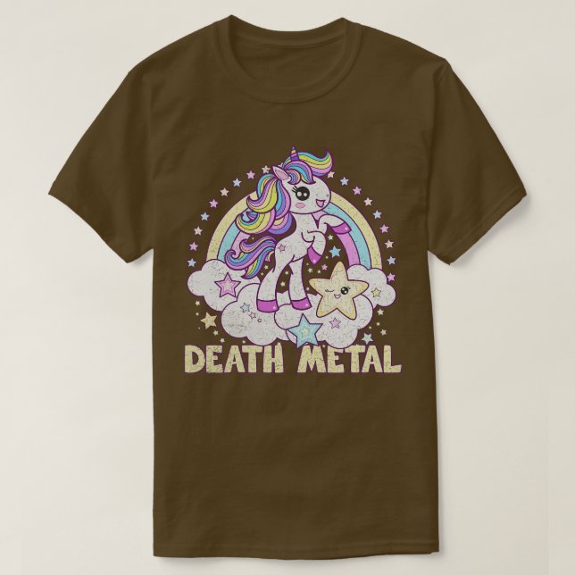 Camiseta Pôsto do Unicorn Death Metal (Frente do Design)