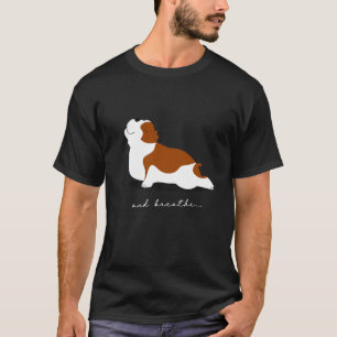 Camiseta Postura de Yoga Bulldog e Respire Amante de Cão Fo