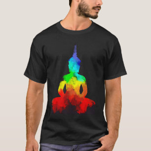 Camiseta Postura de Yoga do Amor Arco-íris de Buda T Namast