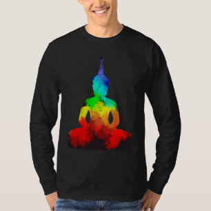 Camiseta Postura de Yoga do Amor Arco-íris do Buda T Namast