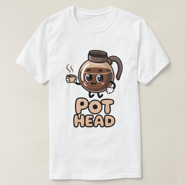 Camiseta Pot Head Cute Kawaii Cafe Funny Coffee Lover Gift (Frente do Design)