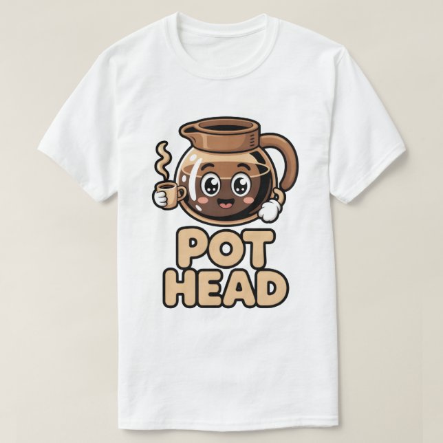 Camiseta Pot Head Cute Kawaii Cafe Funny Coffee Lover Gift (Frente do Design)