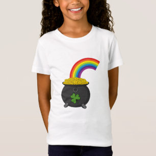 Camiseta Pote de Cartoon Dourado do Arco-Íris