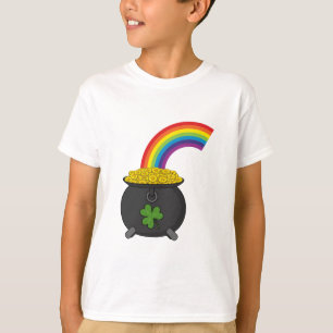 Camiseta Pote de Cartoon Dourado do Arco-Íris