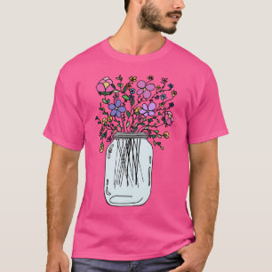 Camiseta Pote de Pedreiro Com Flores