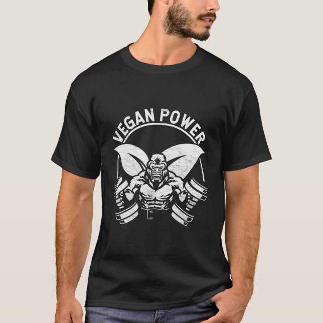 Camiseta Potência vegetariana Levantando Pesos Vegetarianos (Frente)