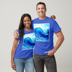 Camiseta Potente Design de Onda Oceânica