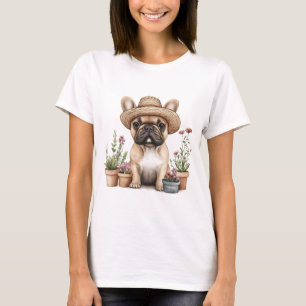 Camiseta Potes de Flor para Jardinagem de Bulldog Francês