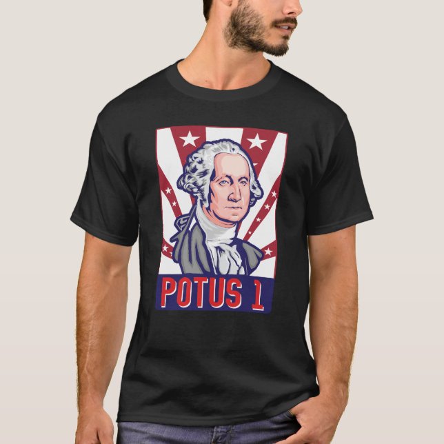 Camiseta Potus 14 De Julho Primeiro Presidente Washington (Frente)