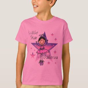 Camiseta Pouca bailarina da estrela - cabelo de Brown
