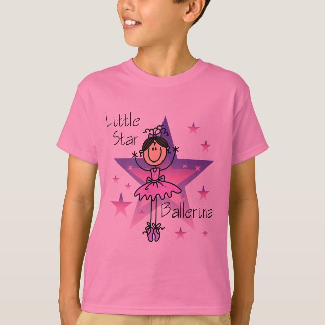 Camiseta Pouca bailarina da estrela - cabelo de Brown (Frente)