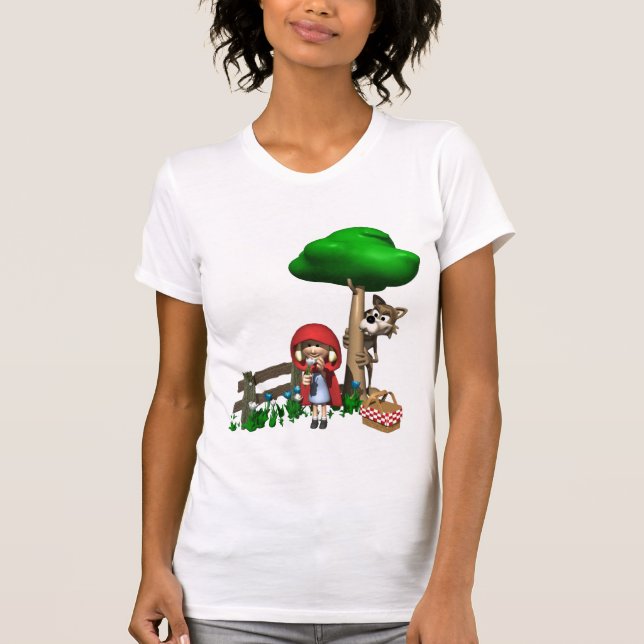 Camiseta Pouca parte superior da capa de equitação vermelha (Frente)