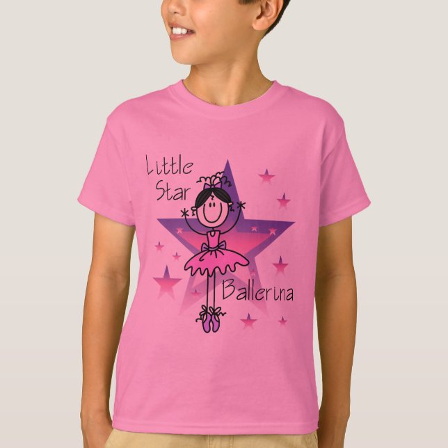 Camiseta Pouco cabelo Bailarina-Preto da estrela (Frente)