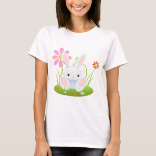 Camiseta Pouco coelho azul com flores