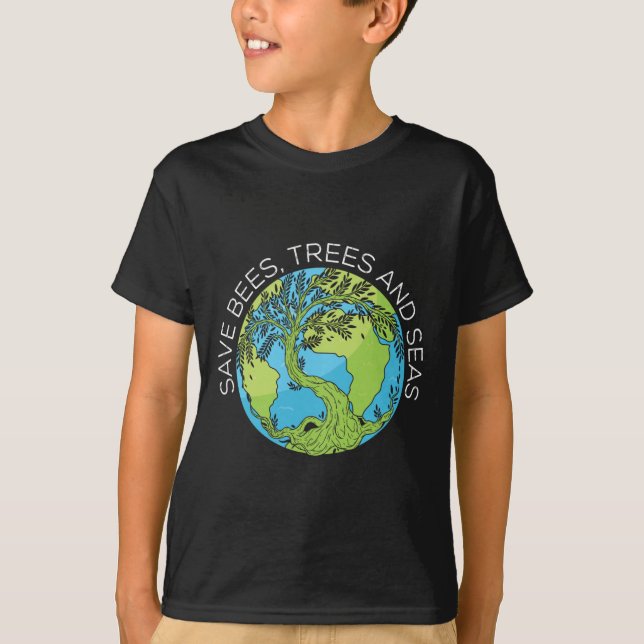 Camiseta Poupança De Árvores De Abelhas E Mares Alterações  (Frente)
