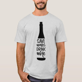 Camiseta Poupe Água Bebida Vinho Preto Frasco Silhueta
