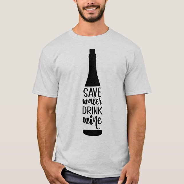 Camiseta Poupe Água Bebida Vinho Preto Frasco Silhueta (Frente)