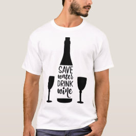Camiseta Poupe Água Bebida Vinho Preto Garrafa Dois Óculos